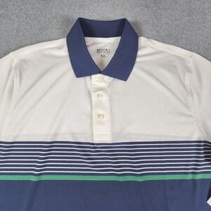 Brooks Brothers Striped Golf Polo Mens XL White Blue Green Stretch Shirt‎